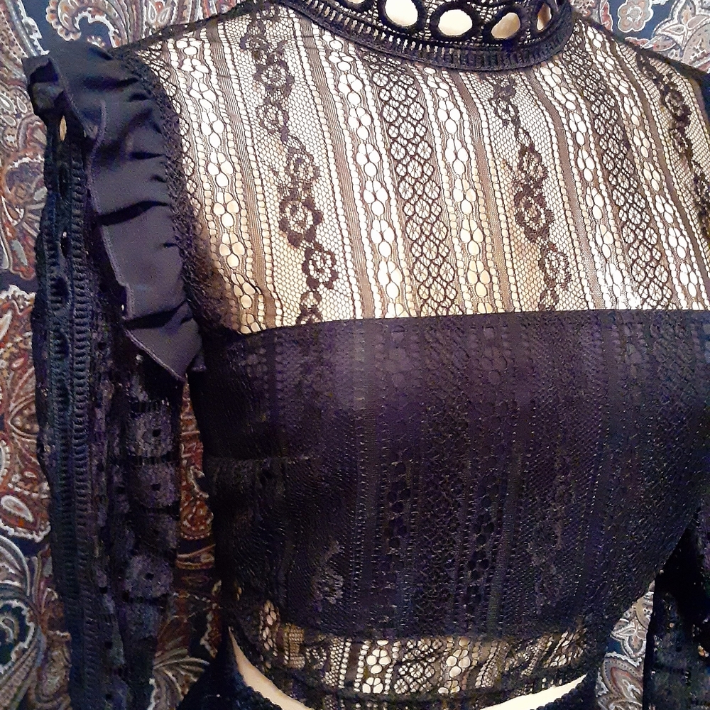 Black Lace Gothic Victorian Top